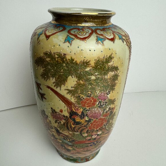 Vintage OldAsian Vase10" Tall Hand painted